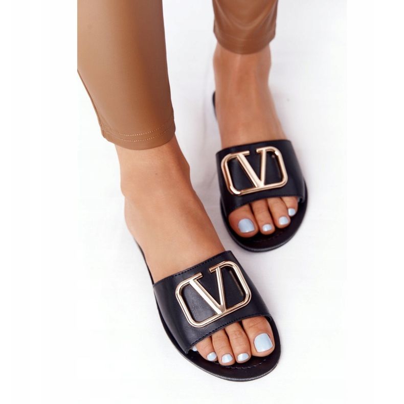 PS1 Naisten klassiset mustat tossut Vicky kultainen 2