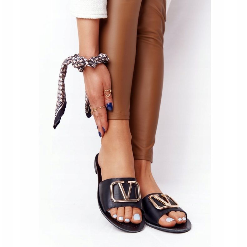 PS1 Naisten klassiset mustat tossut Vicky kultainen 1