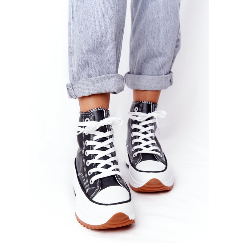 PS1 Nahkaiset lenkkarit mustalla Coachella -alustalla valkoinen 1