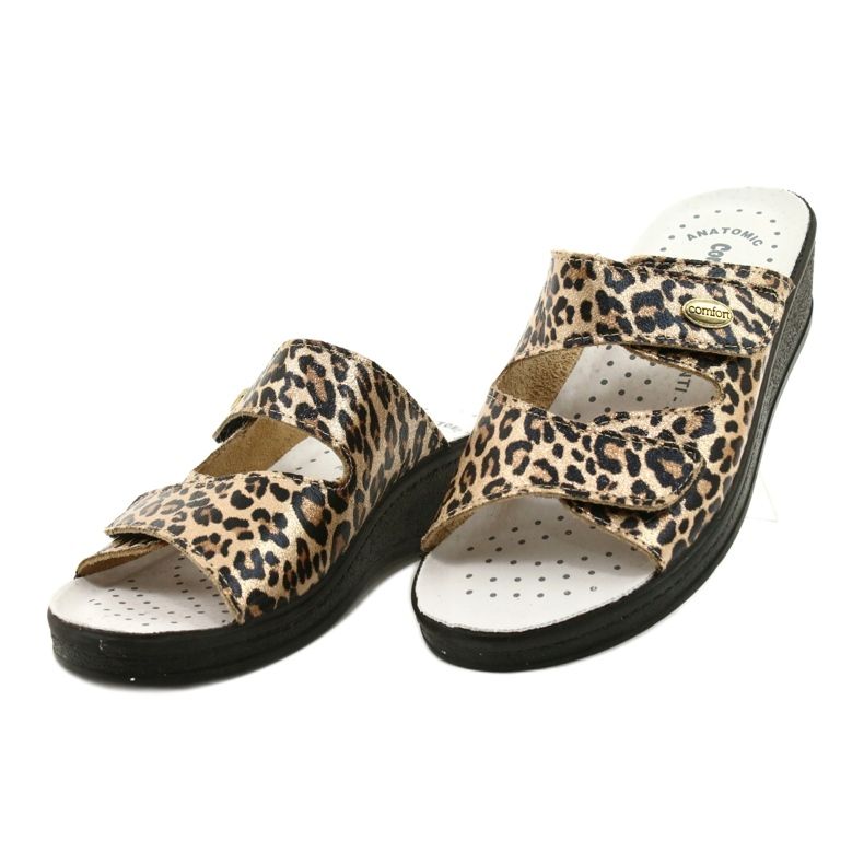 Naisten nahkainen flip flops Leopard Print beige 2 Naisten nahkainen flip flops Leopard Print beige 2