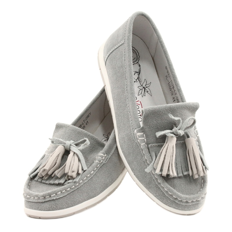 Evento Naisten Loaferit, Mokkanahka ja hapsut, Harmaa Batist 3