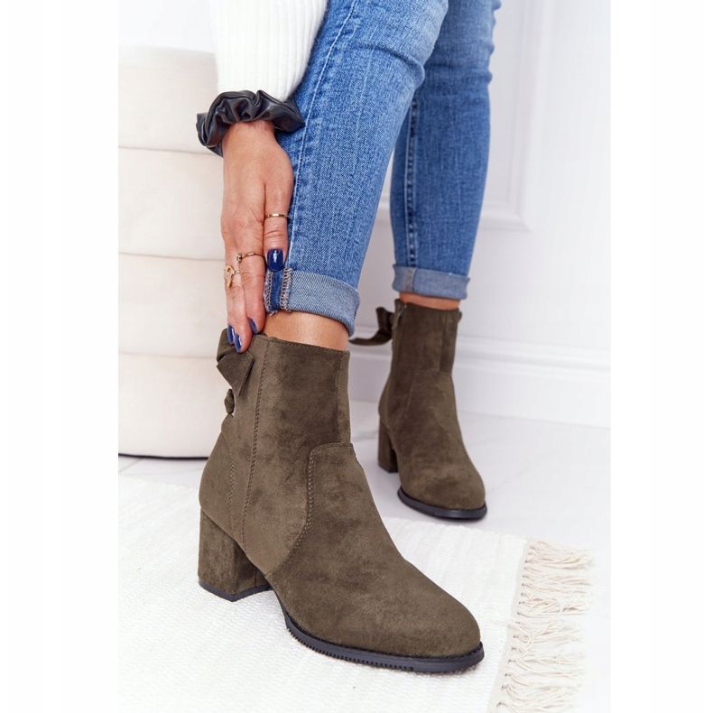 PJ1 Naisten vihreät lämpimät saappaat kantapäässä Kayla 1