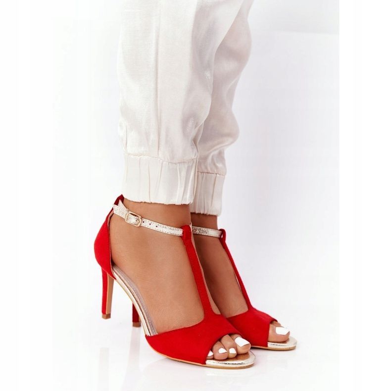 S.Barski Sandaalit päällä Szpilce S.Bararski 280-58 Red-Gold punainen kultainen 1