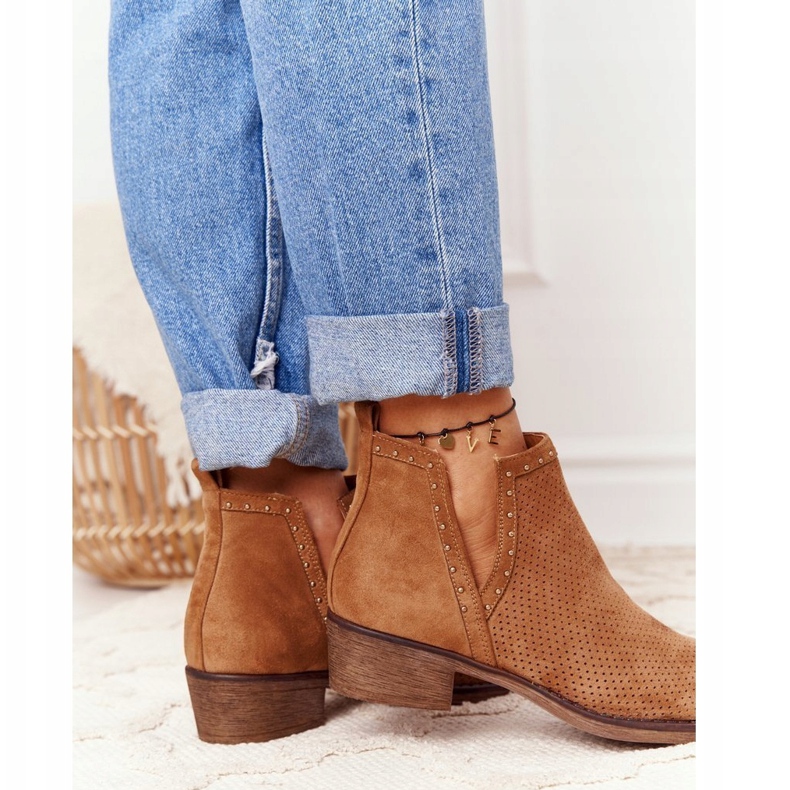 PS1 Avoimet saappaat, joissa on leikkaukset, Camel Clever ruskea 2