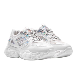 Valkoiset ja hopeiset lenkkarit paksulla Annette -pohjalla valkoinen 1