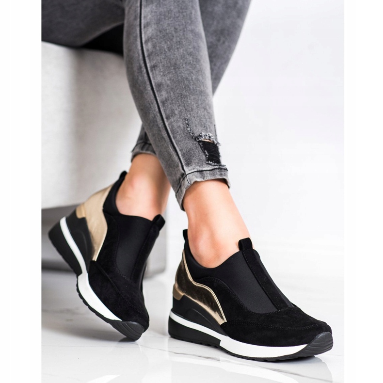 VINCEZA Slip On Shoes musta 1