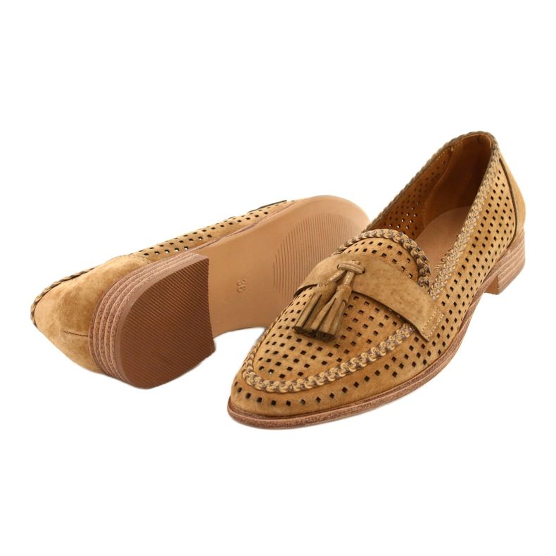 Openwork Suede Loafers Sergio Leone MK735 Camel ruskea 2