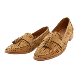Openwork Suede Loafers Sergio Leone MK735 Camel ruskea 1