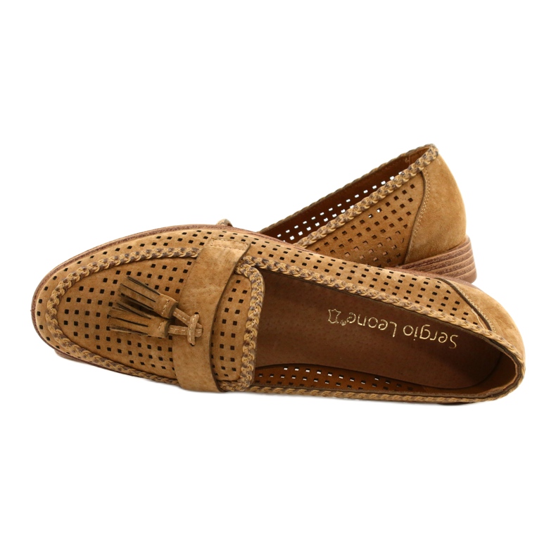 Openwork Suede Loafers Sergio Leone MK735 Camel ruskea 4
