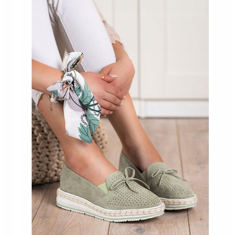 SHELOVET Avoimet loafers lavalla vihreä 2