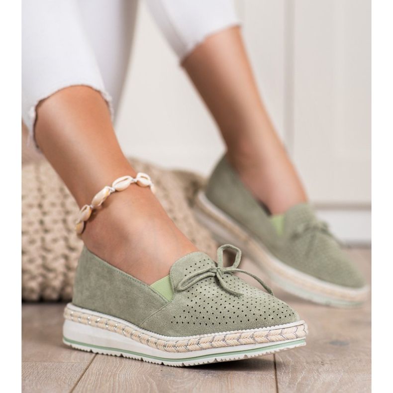 SHELOVET Avoimet loafers lavalla vihreä 1