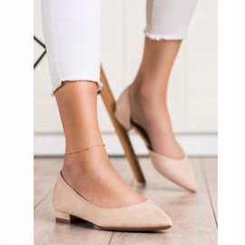 Lovery Mokkanahka ballerinat leikkauksella beige 1