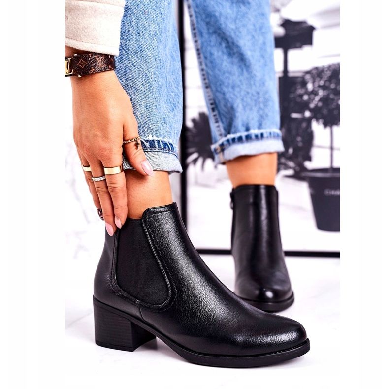 J. Star Naisten lämmin saappaat Jodhpur saappaat kantapäässä musta Forevermore 1