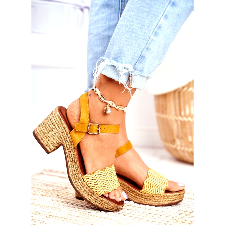 EVE Keltaiset Fobi -naisten sandaalit korkealla korolla beige keltainen 2