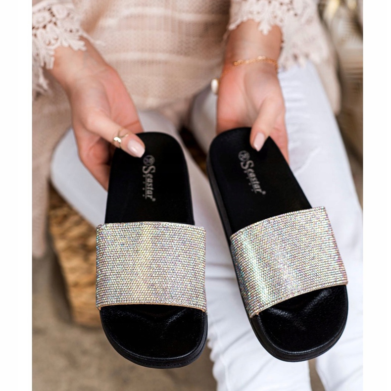 Seastar Tossut kristalleilla musta hopea 1