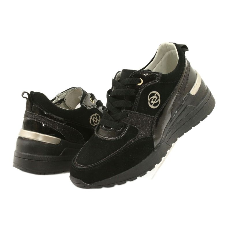 Evento Naisten nahkaiset tennarit 21PB08-3954 mustat 2