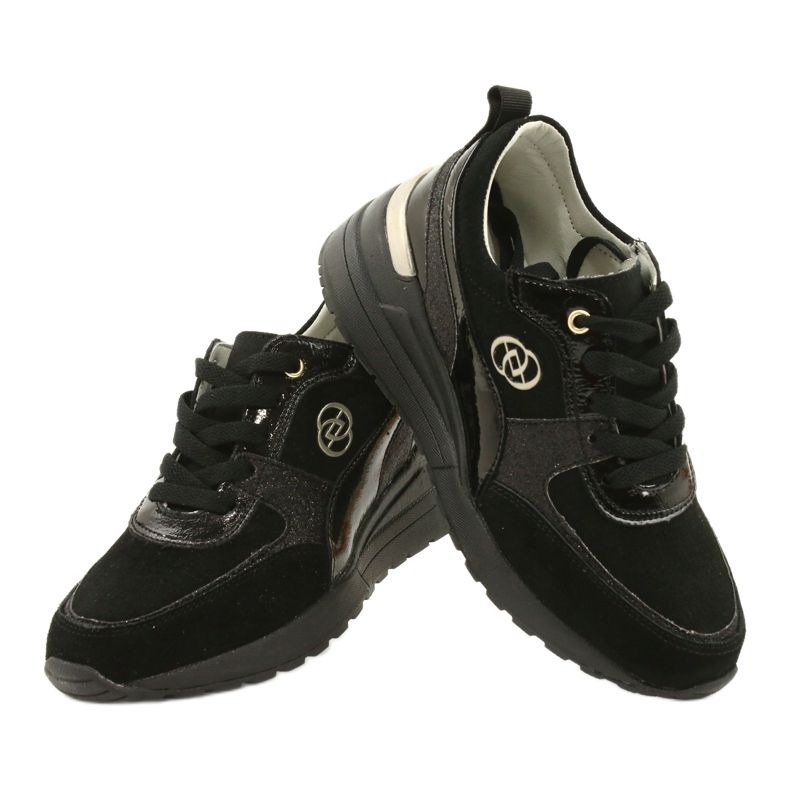 Evento Naisten nahkaiset tennarit 21PB08-3954 mustat 3