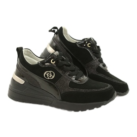 Evento Naisten nahkaiset tennarit 21PB08-3954 mustat 4