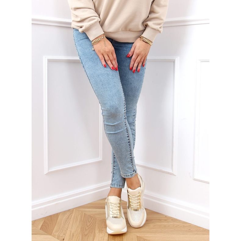 Urheilukengät piilotetulla kiilalla beige ja kulta RQ288 Beige kultainen 2