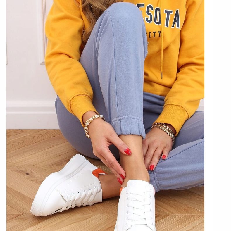 Naisten valkoiset ja oranssit lenkkarit A88-63 Oranssi valkoinen 1