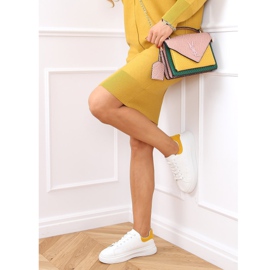 Naisten valkoiset ja keltaiset lenkkarit A88-63 Keltainen valkoinen 1