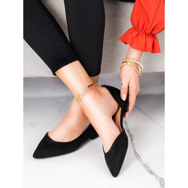 Lovery Mokkanahka ballerinat leikkauksella musta 1