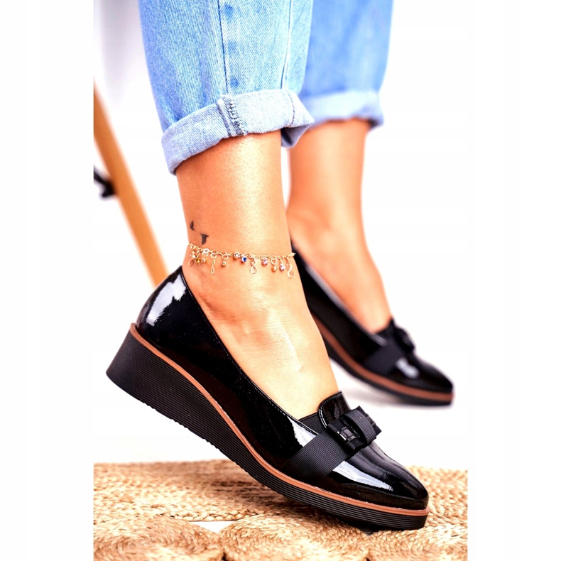 Vinceza Naisten Brogues mustilla lakattuilla kiilailla Milona musta 3