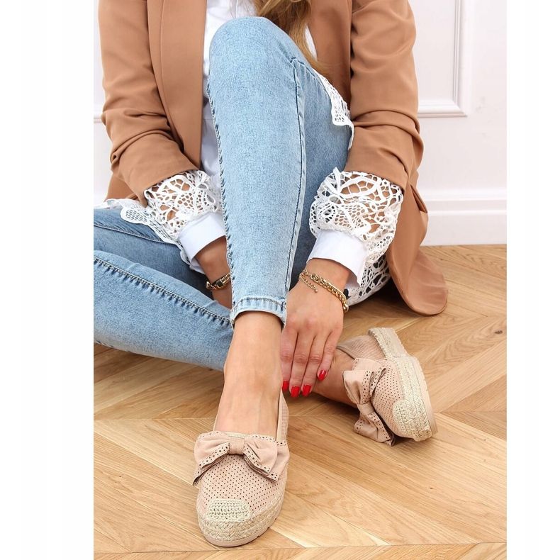 Naisten beige ja vaaleanpunainen espadrillit J131-22 Beige 2
