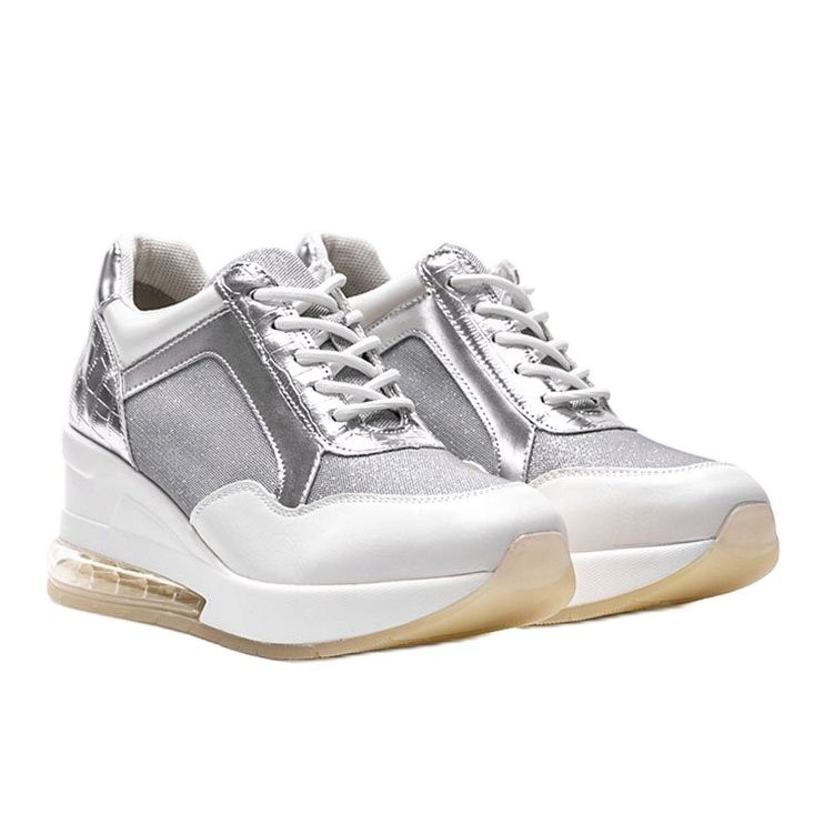 Valkoiset ja hopeiset lenkkarit Jimenan kiilassa valkoinen 1