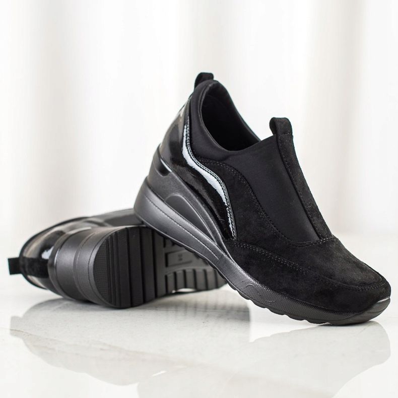 VINCEZA Slip On Shoes musta 1