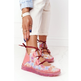 Naisten nahkakengät Maciejka Pink 04457-15 vaaleanpunainen monivärinen 1