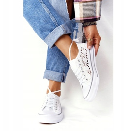 FB2 Naisten valkoiset pitsiset Candice -lenkkarit valkoinen 2