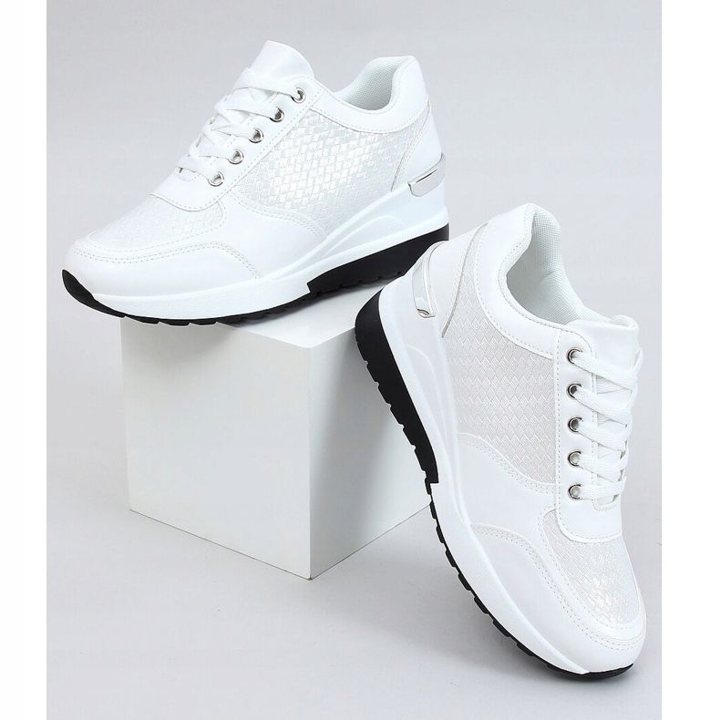 Valkoinen MY-2717 Valkoiset urheilukengät piilotetulla kiilakorolla 1