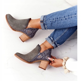 Naisten nahkakengät kantapäässä Maciejka Grey GAD 04492 hopea harmaa 1