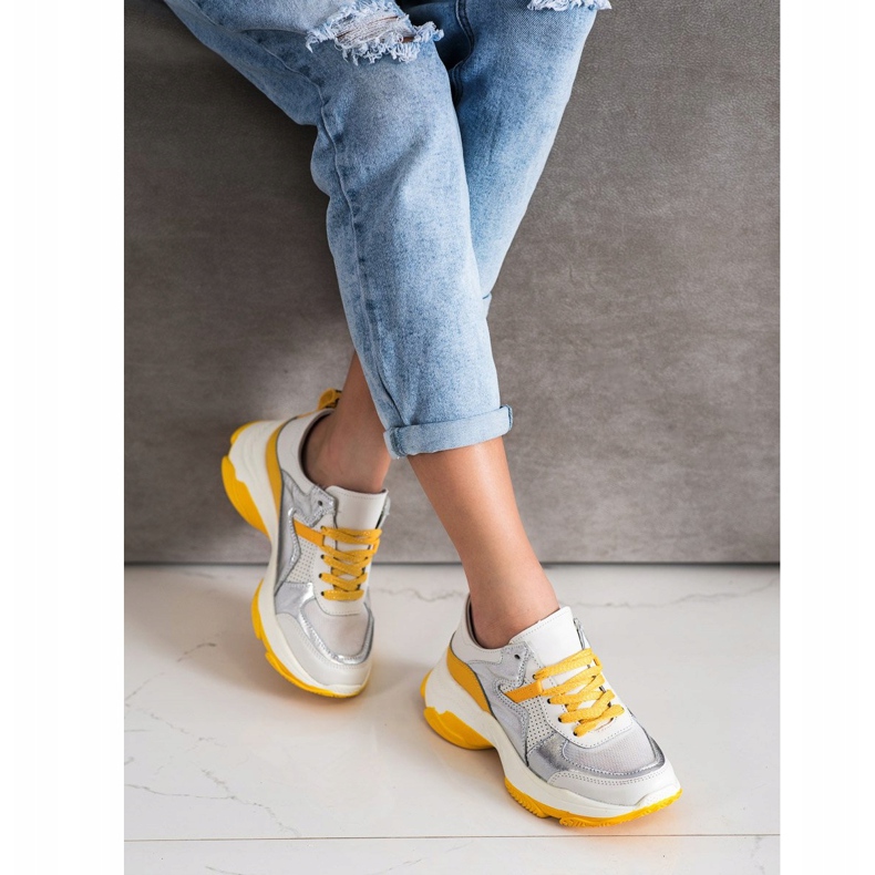 Goodin Nahkaiset lenkkarit, joissa hopeiset lisäosat valkoinen monivärinen 1