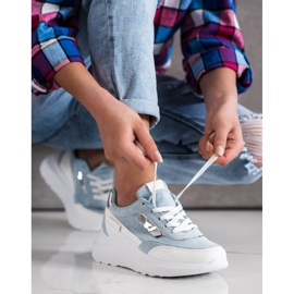 SHELOVET Tyylikkäät mokkanahkatossut valkoinen sininen 2