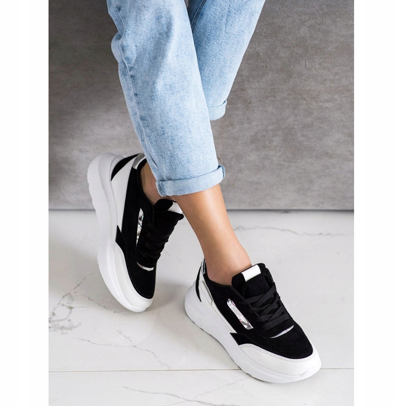 SHELOVET Tyylikkäät mokkanahkatossut valkoinen musta 2