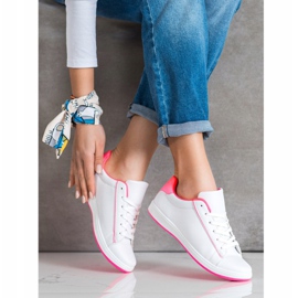 SHELOVET Matalavartiset tennarit Eco-nahkaa valkoinen vaaleanpunainen 1