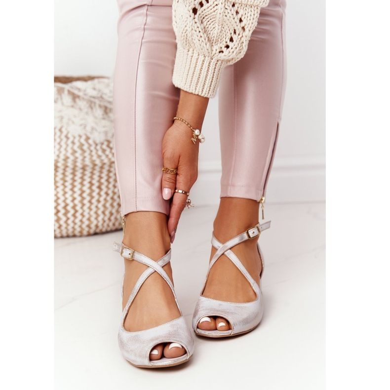 Nahka korkokengät Sandaalit Maciejka 04509-45 Beige-Gold kultainen 2