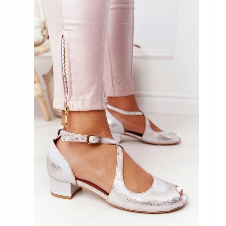 Nahka korkokengät Sandaalit Maciejka 04509-45 Beige-Gold kultainen 1