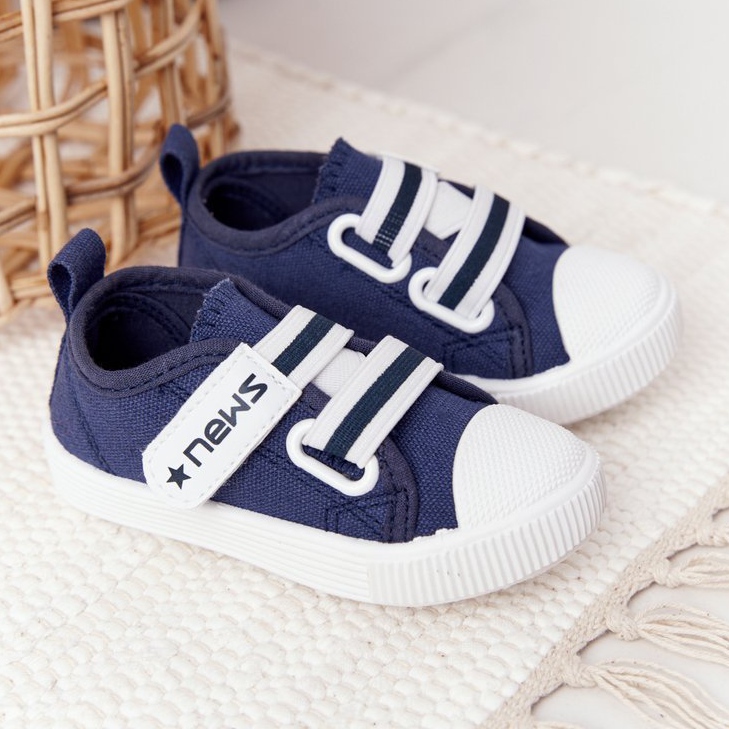 EVE Lasten lenkkarit tarranauhalla Navy Blue News tummansininen 2