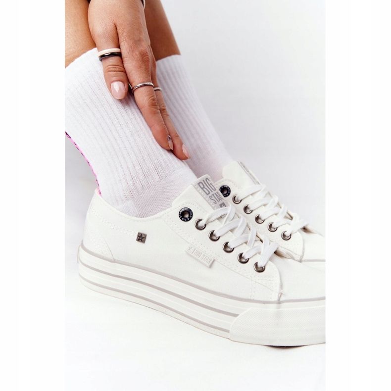 Naisten lenkkarit Big Star HH274052 Valkoisella alustalla valkoinen 1