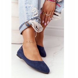 Suede -balerinat Sergio Leone BL622 Navy blue sininen 2