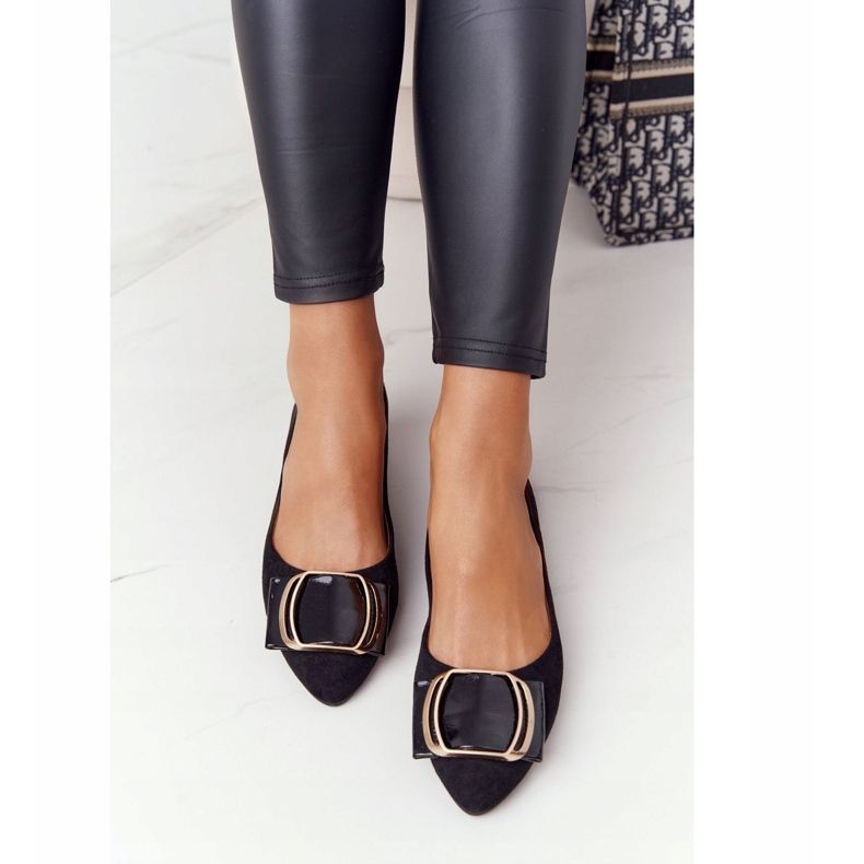 Mokkanahka ballerinat soljella Sergio Leone BL623 ​​musta 2