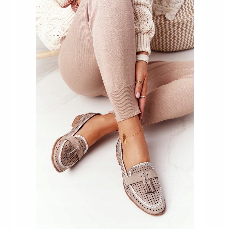 Openwork Loaferit Sergio Leone MK735 Beige 2