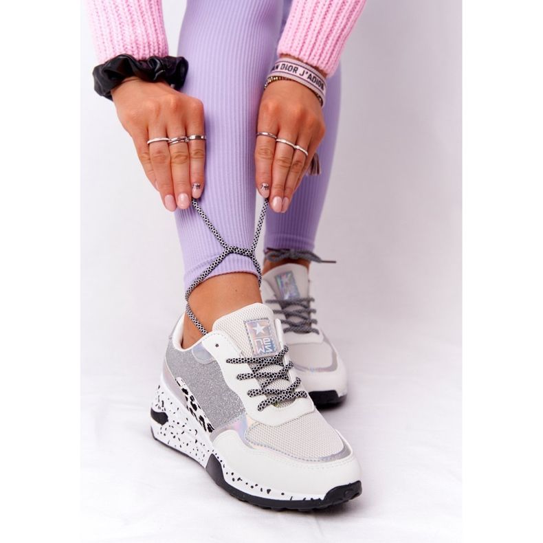 NEWS Naisten Wedge -lenkkarit Valkoinen ja Brocade Avery 2