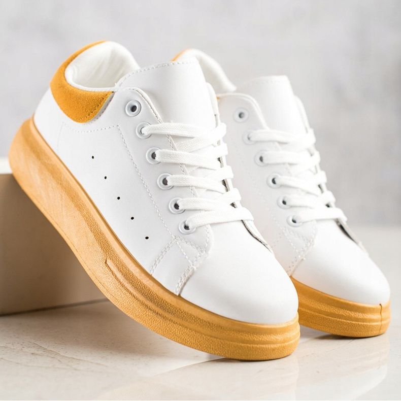 SHELOVET Lenkkarit keltaisella alustalla valkoinen keltainen 2