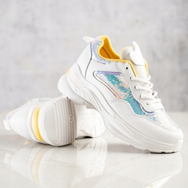 SHELOVET Lenkkarit paljeteilla valkoinen 1