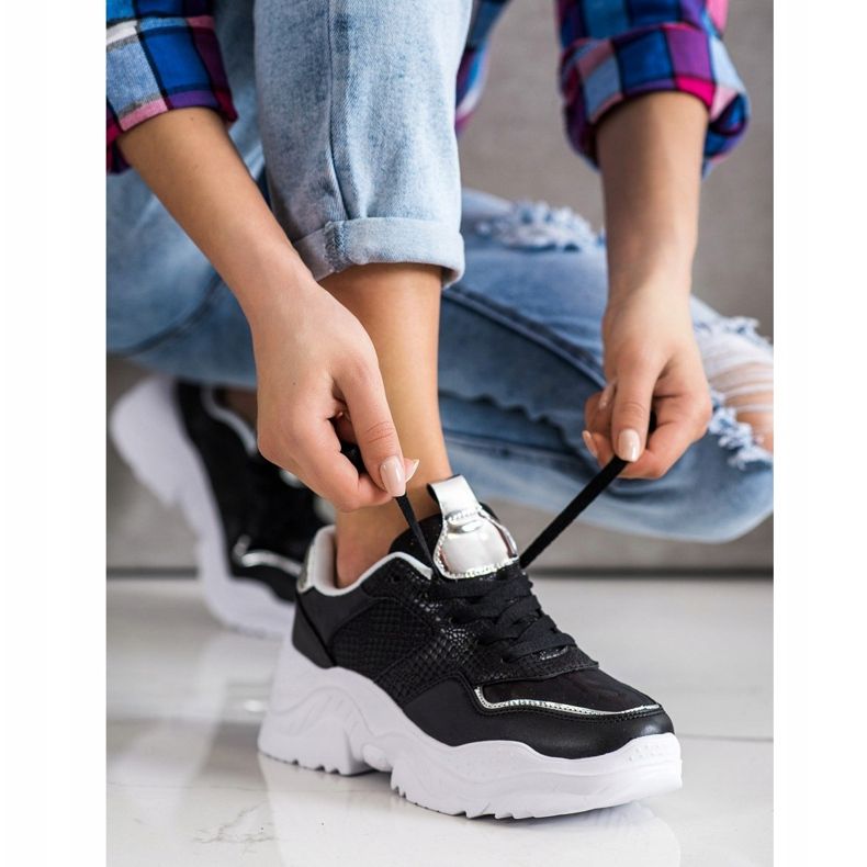 Weide Eco Leather Snake Print Tennarit musta 1