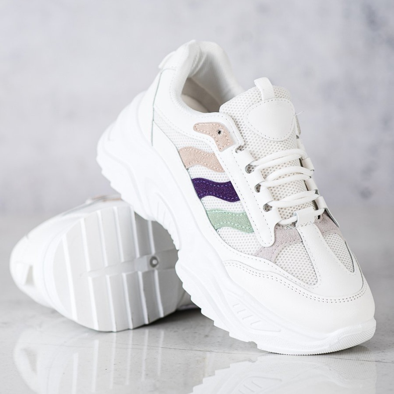 SHELOVET Tennarit värikkäillä raidoilla valkoinen 1